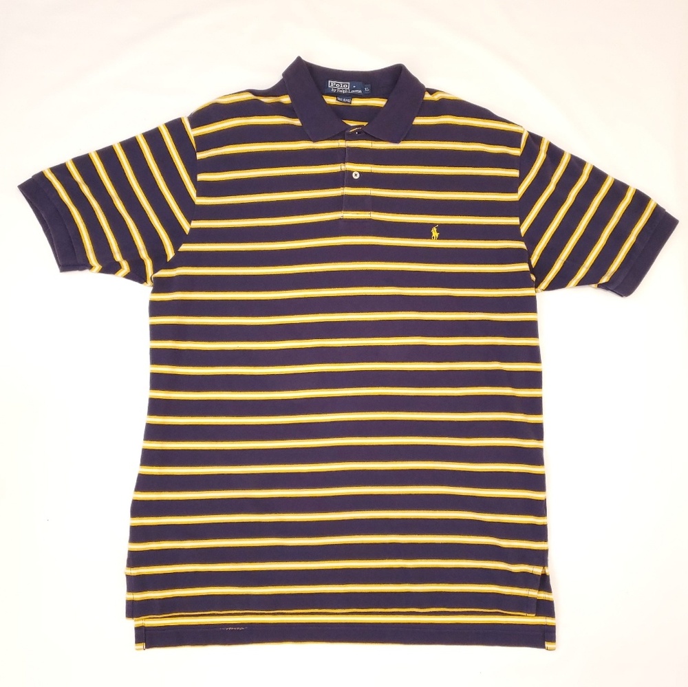 Polo Ralph Lauren blue/yellow stripe polo, XL